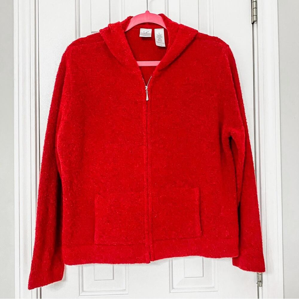 EMMA JAMES • Liz Claiborne Red Cozy Zip Hoodie Sweater
